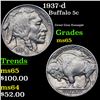 1937-d Buffalo Nickel 5c Grades GEM Unc