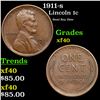 1911-s Lincoln Cent 1c Grades xf