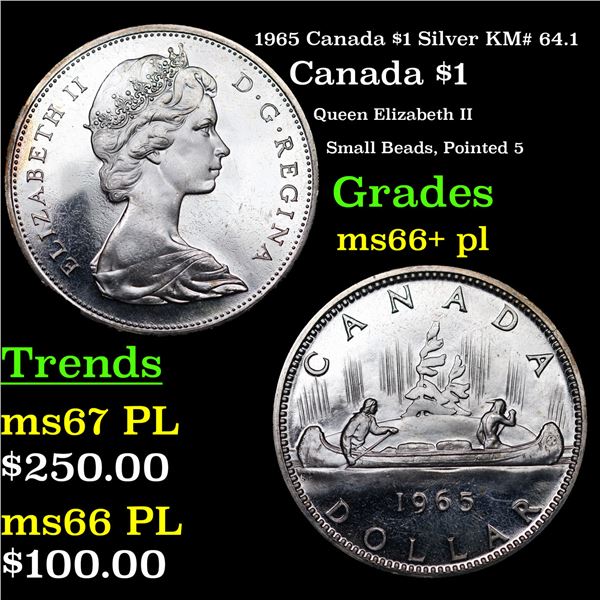 1965 Canada $1 Silver KM# 64.1 Grades GEM++ PL