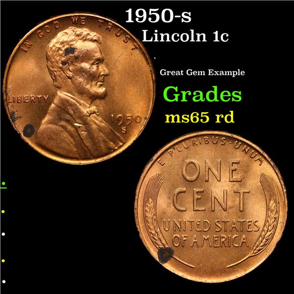 1950-s Lincoln Cent 1c Grades GEM Unc RD