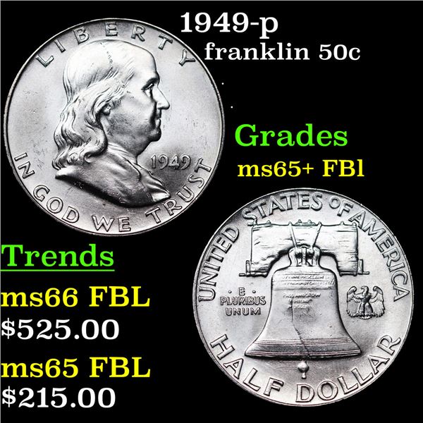 1949-p Franklin Half Dollar 50c Grades GEM+ FBL