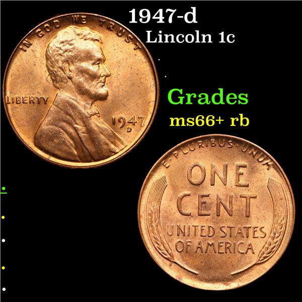 1947-d Lincoln Cent 1c Grades GEM++ RB