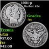 Image 1 : 1901-p Barber Quarter 25c Grades f+