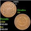 Image 1 : 1865 Two Cent Piece 2c Grades f+