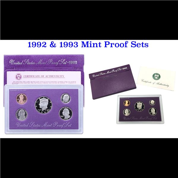 Group of 2 United States Mint Proof Sets 1992-1993 10 coins