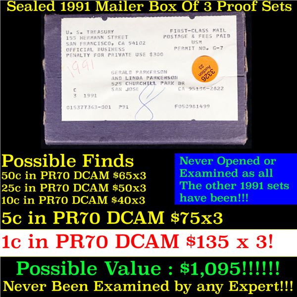 Original Sealed Box 3- 1991 United States Mint Proof set