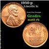 Image 1 : 1950-p Lincoln Cent 1c Grades GEM Unc RB