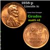 Image 1 : 1958-p Lincoln Cent 1c Grades GEM Unc RD