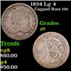 Image 1 : 1834 Lg 4 Capped Bust Dime 10c Grades g+