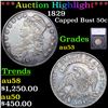 ***Auction Highlight*** 1829 Capped Bust Half Dollar 50c Graded au53 By SEGS (fc)