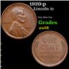 Image 1 : 1920-p Lincoln Cent 1c Grades Choice AU/BU Slider