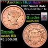 Image 1 : ***Auction Highlight*** 1857 Small date Braided Hair Large Cent 1c Graded ms65 RB By SEGS (fc)