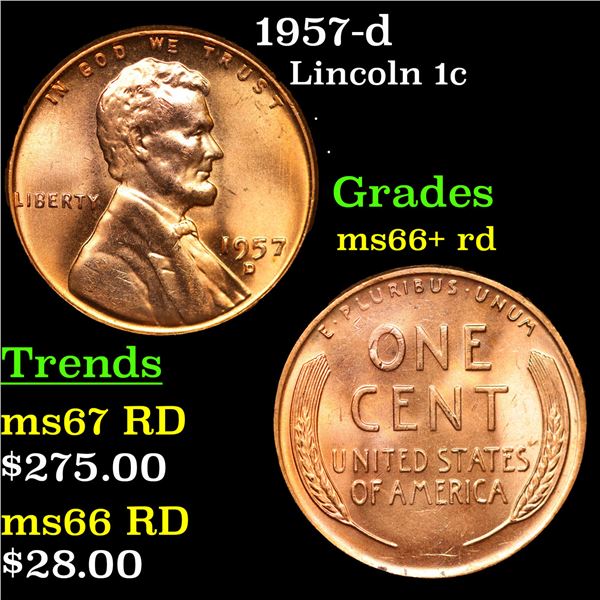 1957-d Lincoln Cent 1c Grades GEM++ RD
