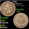 Image 1 : 1861 Indian Cent 1c Grades vf++