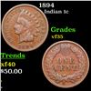 Image 1 : 1894 Indian Cent 1c Grades vf++