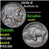 Image 1 : 1938-d Buffalo Nickel 5c Grades GEM Unc