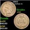 Image 1 : 1862 Indian Cent 1c Grades xf+