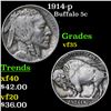 Image 1 : 1914-p Buffalo Nickel 5c Grades vf++
