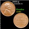 Image 1 : 1932-p Lincoln Cent 1c Grades Choice AU/BU Slider+