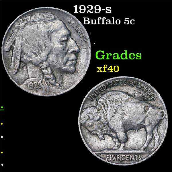 1929-s Buffalo Nickel 5c Grades xf