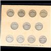 Image 3 : JEFFERSON SILVER WARTIME NICKEL SET 11 COINS WAYTE RAYMOND 1942 - 1945 P D S
