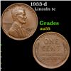 1933-d Lincoln Cent 1c Grades Choice AU