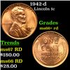 1942-d Lincoln Cent 1c Grades GEM++ RD