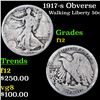 Image 1 : 1917-p Walking Liberty Half Dollar 50c Grades f, fine