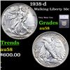 Image 1 : 1938-d Walking Liberty Half Dollar 50c Graded au58 By SEGS