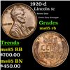 Image 1 : 1920-d Lincoln Cent 1c Grades GEM Unc RB