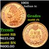 Image 1 : 1901 Indian Cent 1c Grades GEM+ Unc RB