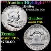 Image 1 : ***Auction Highlight*** 1949-s Franklin Half Dollar 50c Graded GEM+ FBL By USCG (fc)