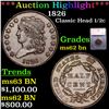 Image 1 : ***Auction Highlight*** 1826 Classic Head half cent 1/2c Graded ms62 bn By SEGS (fc)