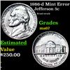 Image 1 : 1986-d Jefferson Nickel Mint Error 5c Grades GEM++ Unc