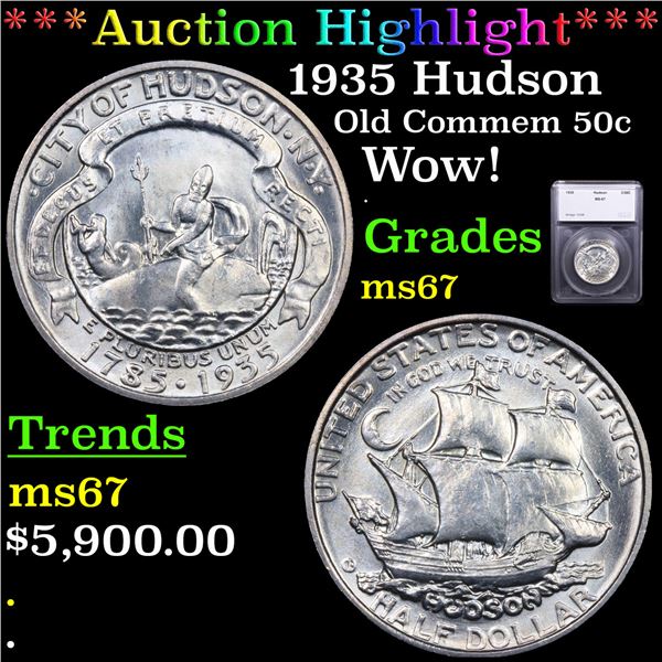 ***Auction Highlight*** 1935 Hudson Old Commem Half Dollar 50c Graded ms67 By SEGS (fc)