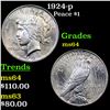 Image 1 : 1924-p Peace Dollar $1 Grades Choice Unc