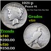 Image 1 : 1921-p Peace Dollar $1 Grades vf+