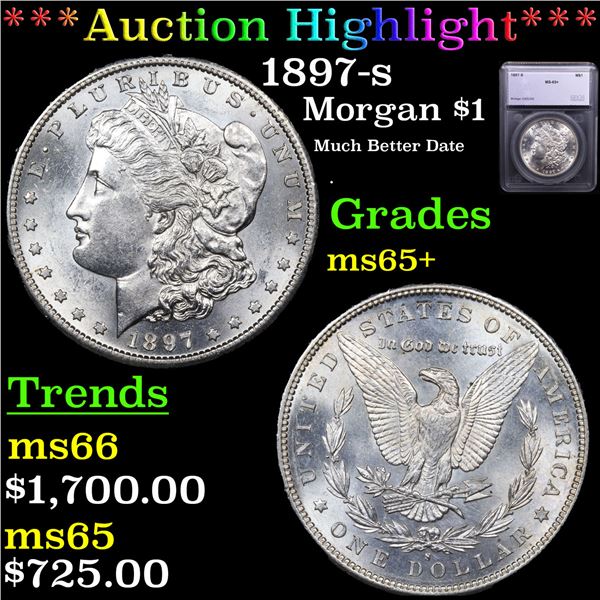 ***Auction Highlight*** 1897-s Morgan Dollar $1 Graded ms65+ By SEGS (fc)