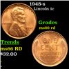 Image 1 : 1948-s Lincoln Cent 1c Grades GEM+ Unc RD