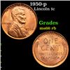 Image 1 : 1950-p Lincoln Cent 1c Grades GEM+ Unc RB