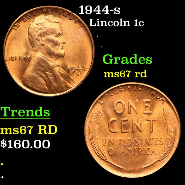 1944-s Lincoln Cent 1c Grades GEM++ Unc RD