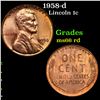 Image 1 : 1958-d Lincoln Cent 1c Grades GEM+ Unc RD