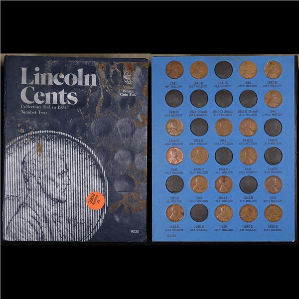Partial Lincoln 1c Whitman Folder, 1941-1974 60 coins in Total