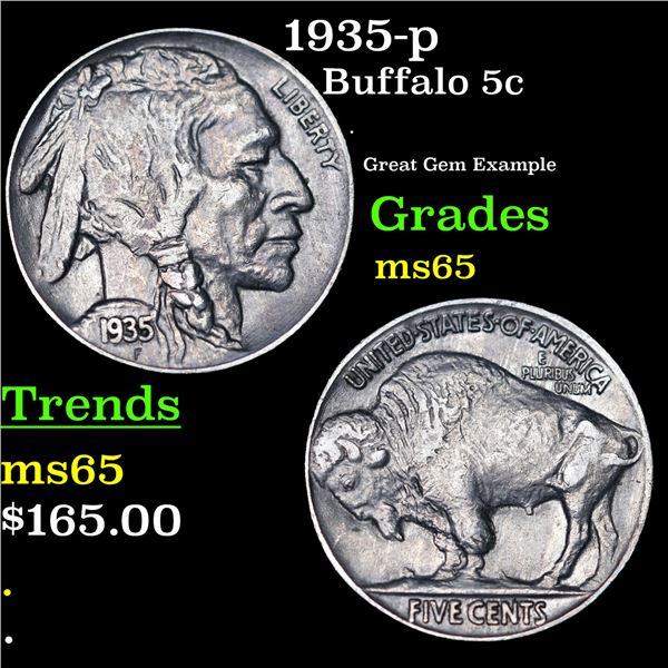 1935-p Buffalo Nickel 5c Grades GEM Unc