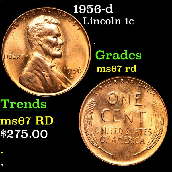 1956-d Lincoln Cent 1c Grades GEM++ Unc RD