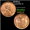 Image 1 : 1948-p Lincoln Cent 1c Grades GEM Unc RB