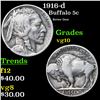 1916-d Buffalo Nickel 5c Grades vg+