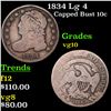 1834 Lg 4 Capped Bust Dime 10c Grades vg+