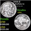 Image 1 : 1919-d Buffalo Nickel 5c Grades vf+