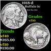 Image 1 : 1918-d Buffalo Nickel 5c Grades vf++